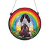 Springer Spaniel Dark Brown & White Rainbow Bridge Stained Glass Effect Suncatcher